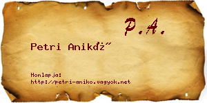 Petri Anikó névjegykártya